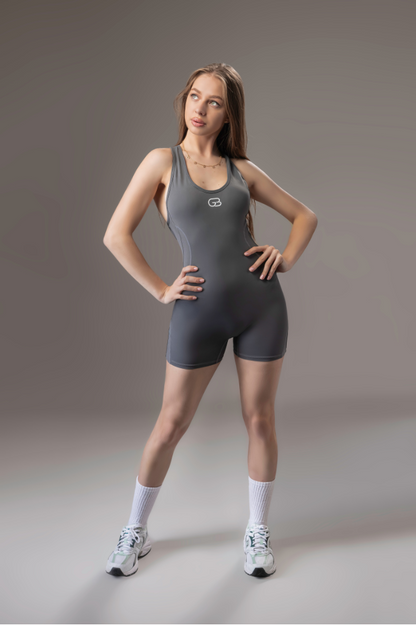 Studio Sculpt Short Jumpsuit - Heather Grey